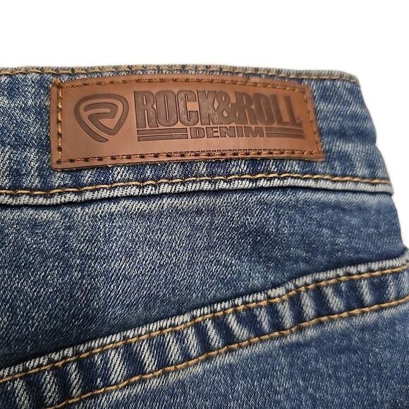 Rock & Roll Denim Mini Skirt Sz 28 Raw Hem Distressed Festival Western Cowgirl - Picture 4 of 9